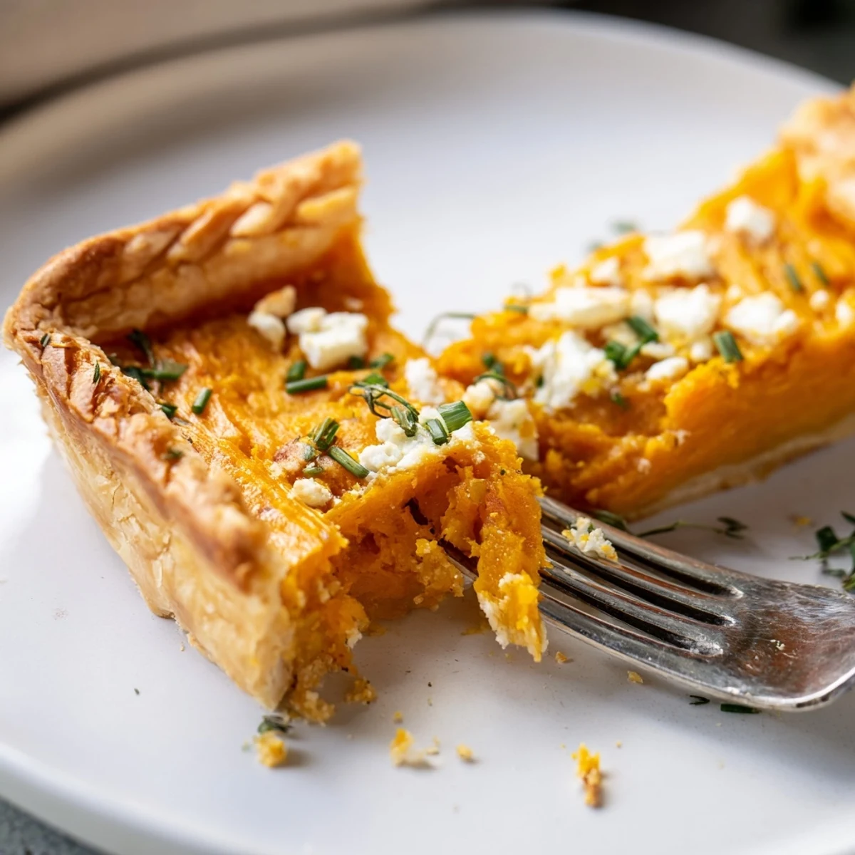Ein duftender Savory Pumpkin Cheese Tart, gefüllt mit Kürbispüree und aromatischem Käse.