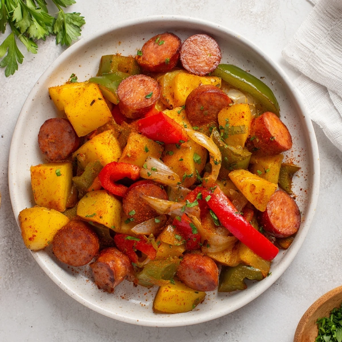 Kielbasa Kartoffel Gemüse Auflauf