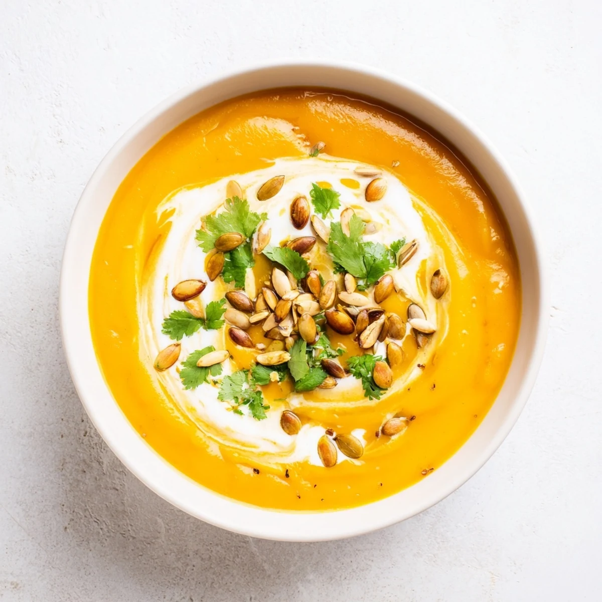 A steaming bowl of vibrant Sweet Potato & Carrot Soup, perfect for a cozy, healthy lunch.