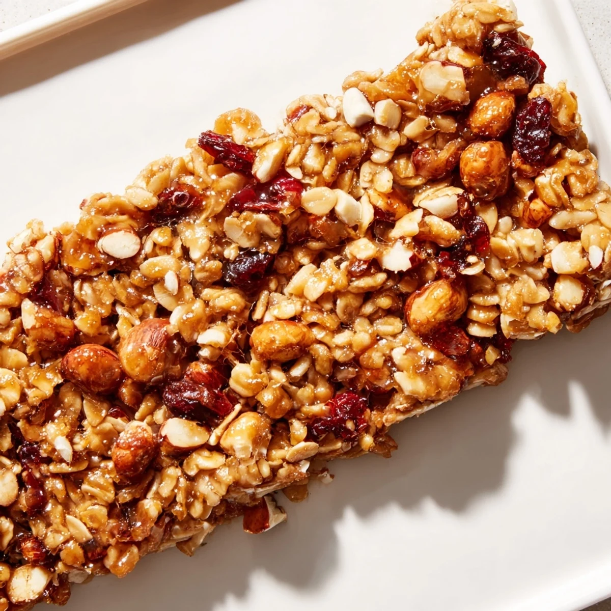 Chewy Homemade Oat & Honey Granola Bars, golden brown and perfectly cut, ready for a healthy snack or breakfast.
