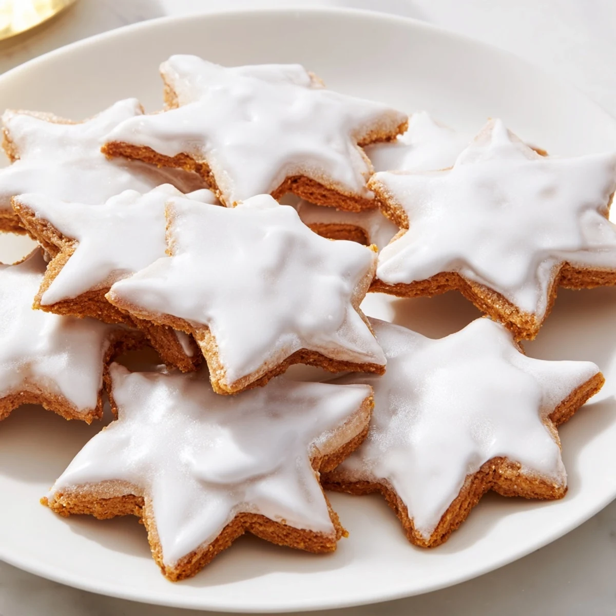 A close-up shot of freshly baked Cinnamon Stars, showcasing their delightful, chewy texture.