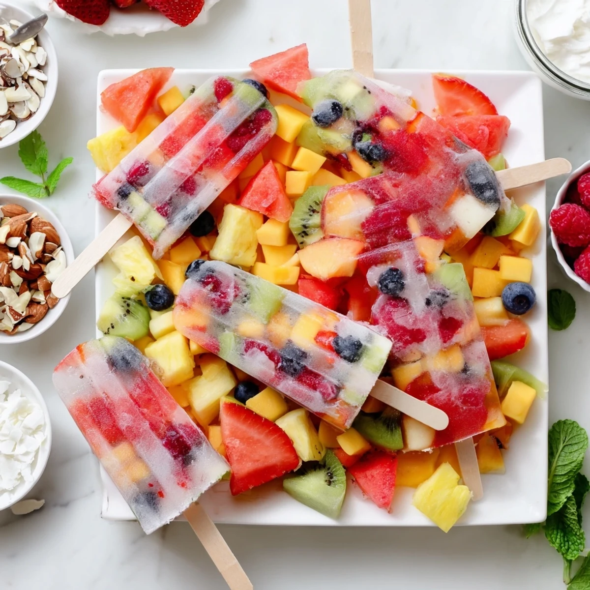 A delicious Summer Popsicle Board featuring a delightful array of frozen fruit pops, perfect for any summer gathering.