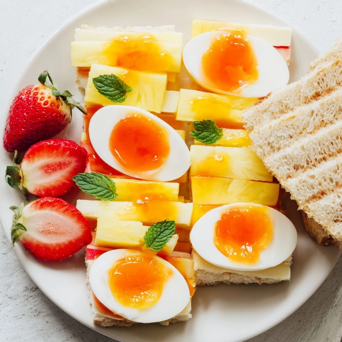 Good Morning Sun Breakfast Board: A colorful breakfast spread with fresh fruits, cheese, and baked goods.