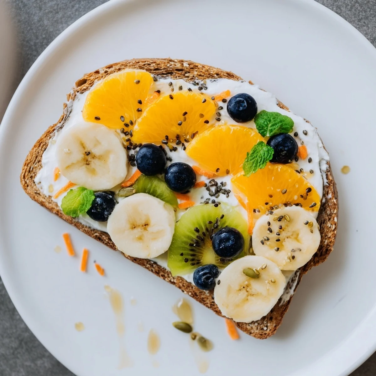 Colorful Morning Sun Breakfast Toast Designs: A close-up of beautifully decorated toasts with banana suns and orange rays.
