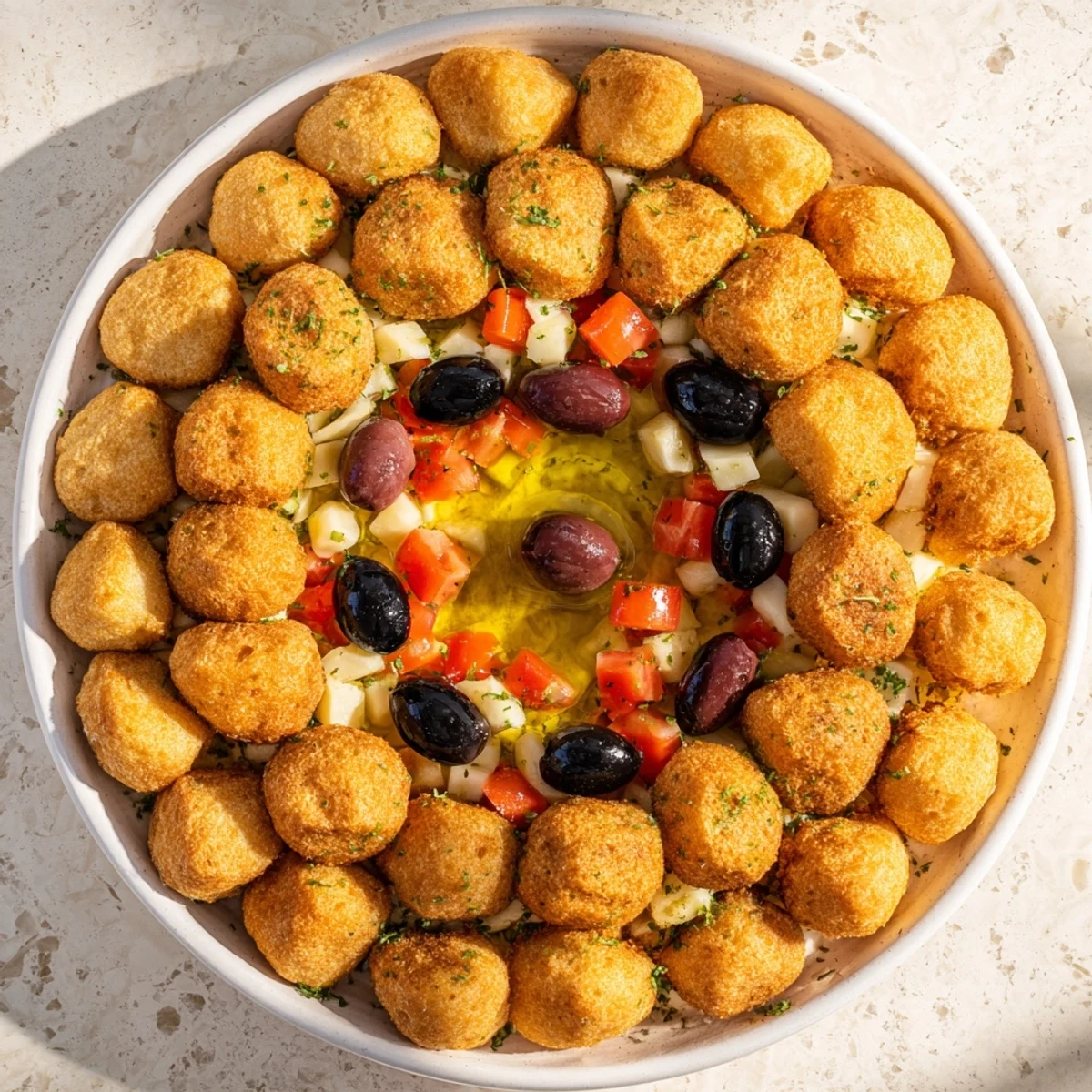 An Italian-inspired Roman Colosseum snack platter with crackers representing the arena.