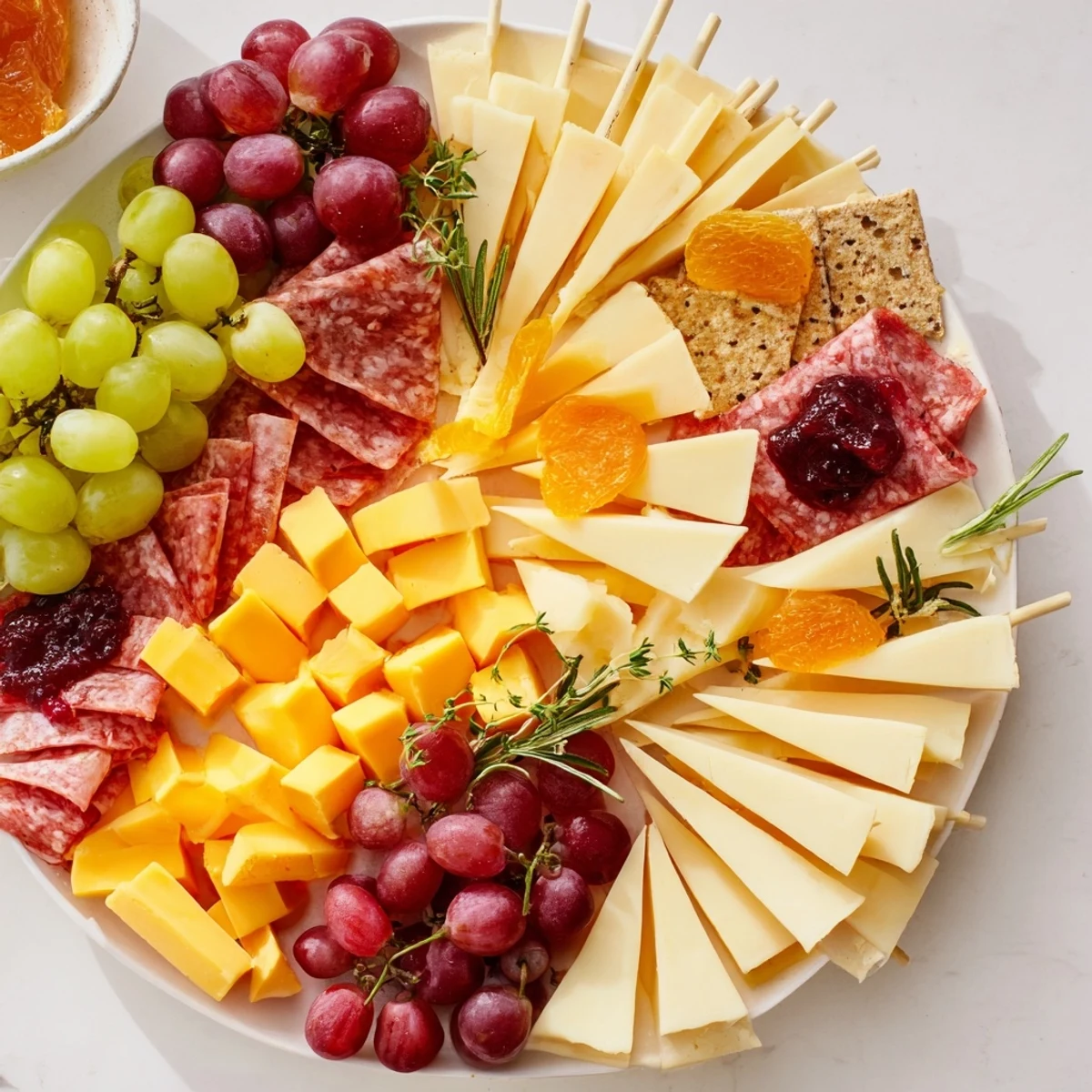 Geometric Gala charcuterie board, a visually stunning appetizer featuring triangles and rhombuses of cheese.
