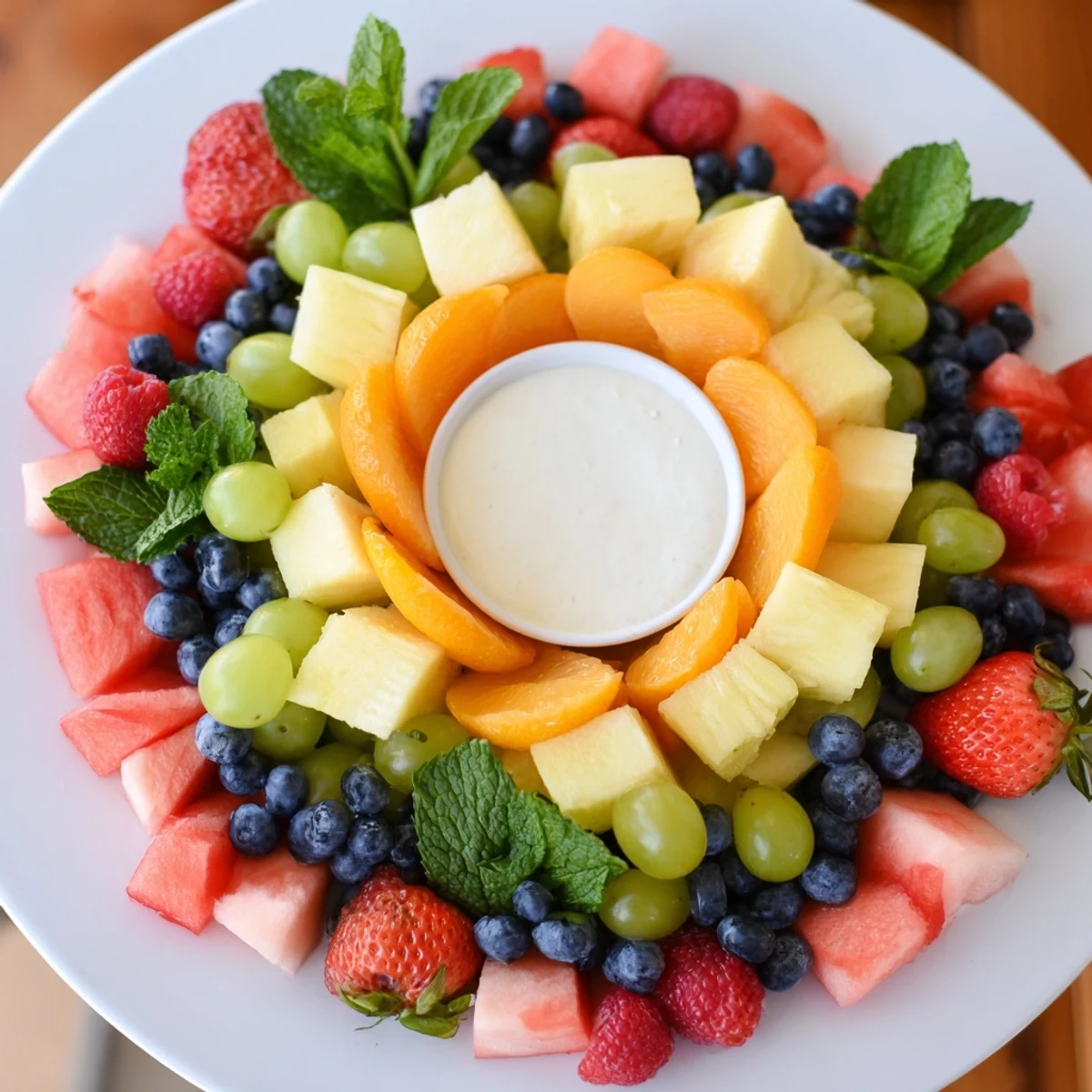 A colorful Beach Ball Fruit Platter offering refreshing bites of summer fruit, perfect for sharing.