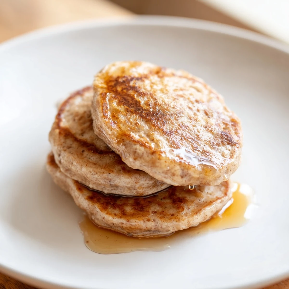 Fluffy protein banana pancakes, golden and ready to be flipped on the skillet for breakfast.