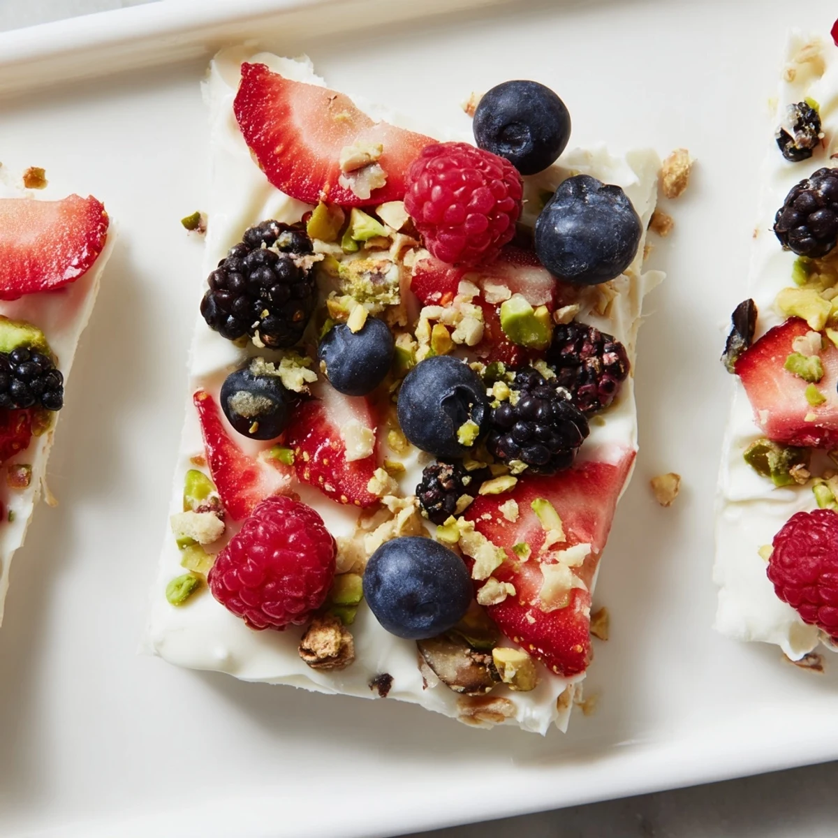 Colorful Berry Yogurt Bark: a frozen, healthy snack with fresh berries and creamy yogurt.