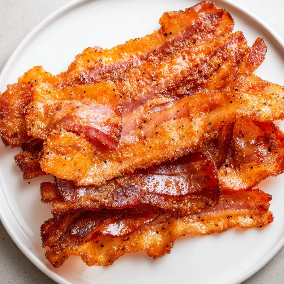 Perfectly caramelized Snoop Dogg Billionaire Bacon with a sweet and spicy brown sugar crust, ready to enjoy.
