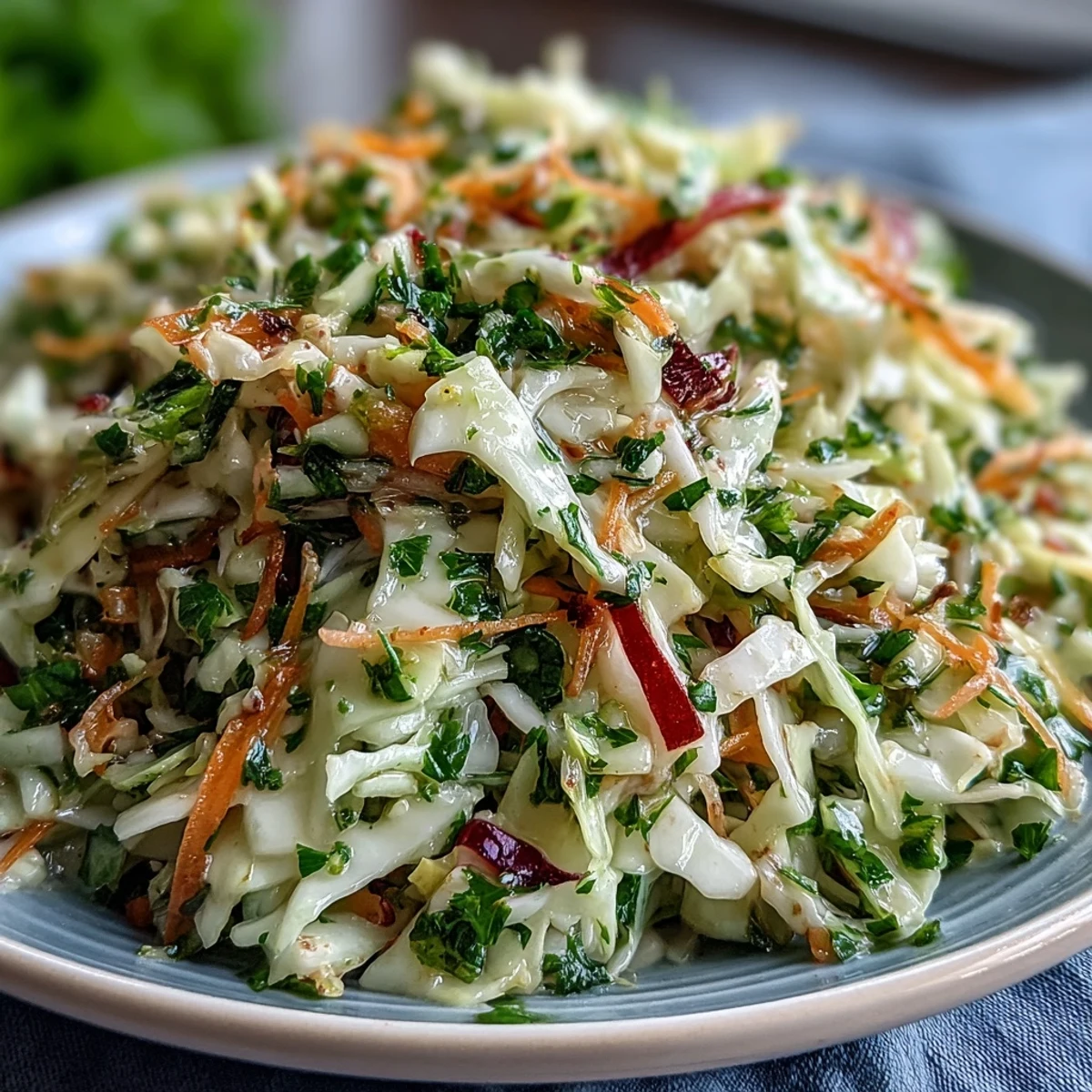 Knackiger, veganer Sauerkraut-Krautsalat mit einem hellen, erfrischenden Essig-Dressing.