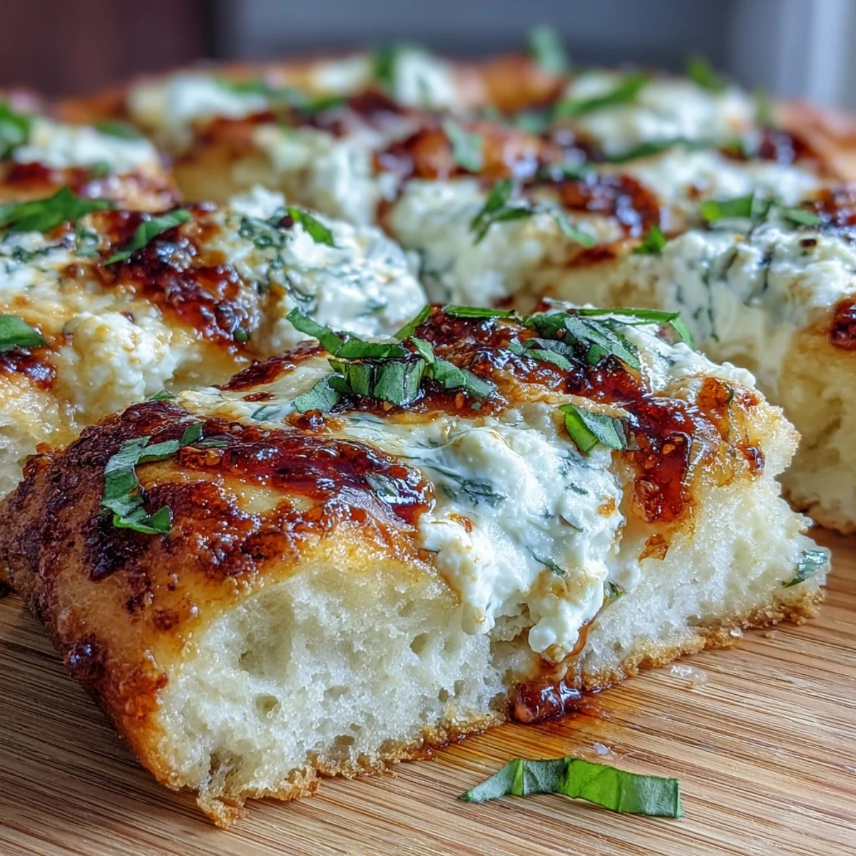 Hot Honey Ricotta Pizza mit goldbraunem, luftigem Teig und cremiger Käse-Mischung