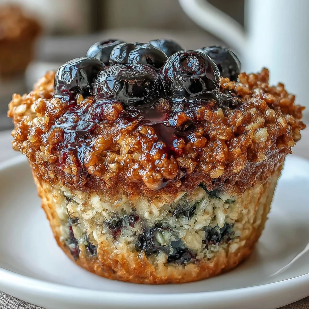 Saftige Blaubeer-Haferflocken-Muffins mit Zitronenaroma, goldbraun gebacken und ideal für die Meal-Prep.