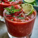 Lebendiger Erdbeer-Wassermelonen-Daiquiri-Mocktail mit frischer Minze, perfekt für heiße Sommertage.