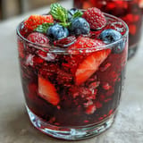 *   Erfrischender Iced Hibiscus Berry Tea mit Hibiskus und frischen Beeren.