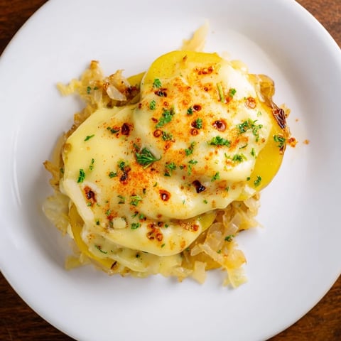 A bubbling Effortless Sauerkraut Casserole with melted cheese, perfect for a comforting dinner.