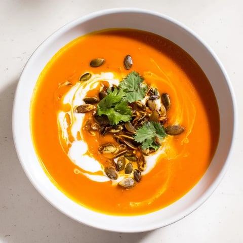Creamy Sweet Potato & Carrot Soup, garnished with cilantro, ready to warm chilly winter nights.