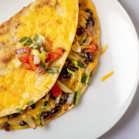 Here are the 3 SEO-optimized ALT image texts for a recipe photo of Vegetarian Quesadillas with Cheese & Beans: