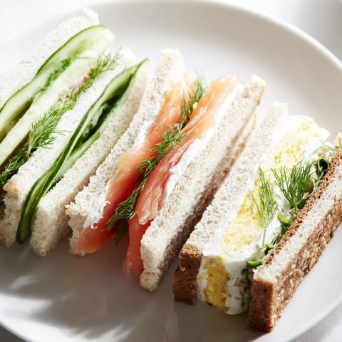 Castle Feast Royal Tea Party Sandwiches arranged on a tiered platter, ready for a delightful afternoon tea.