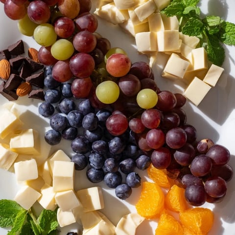 Here are the 3 variations of ALT text for "Grapes of Fortune Dessert Board":