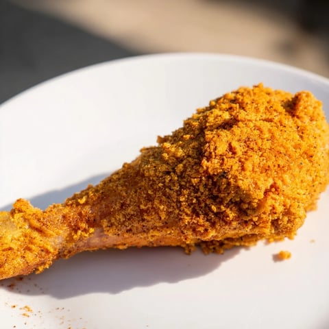 Crispy fried KFC chicken: a close-up shows golden-brown, juicy pieces of this perfect main dish.