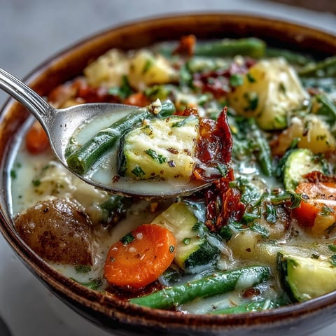 Hearty Parmesan Veggie Soup steaming in a white bowl, garnished with fresh parsley and grated cheese.