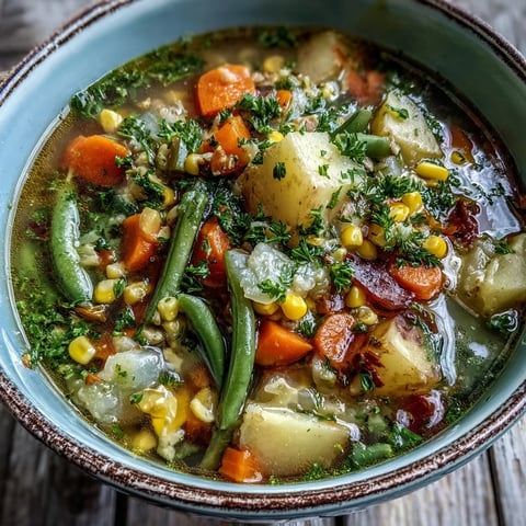 Creamy Amish Snow Day Soup with tender vegetables and fresh parsley in a rustic bowl.
