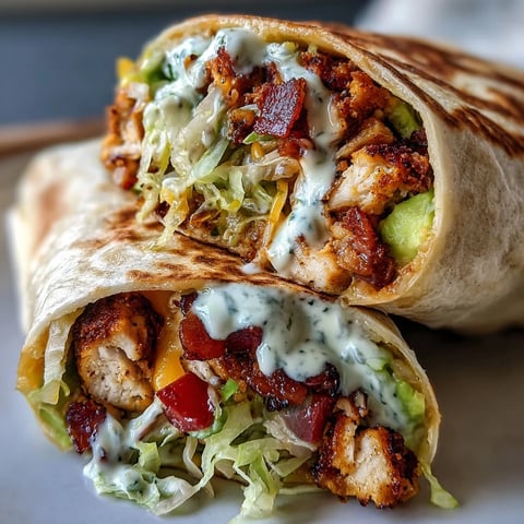 Crispy Chicken Bacon Wrap mit knusprigem Speck und goldbraunem Hähnchen, serviert in weichen Tortillas.