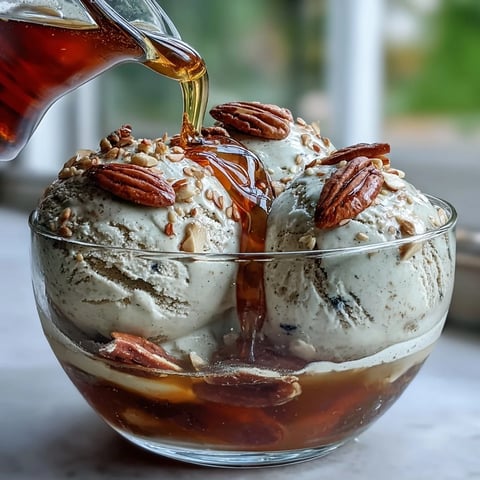 Ein cremiges Hojicha Affogato mit Vanilleeis, über dem heißer gerösteter grüner Tee gegossen wird, serviert in einer Glasschale mit einem Löffel.