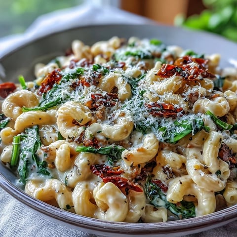 Rustikaler Creamy Tuscan Chili Mac Topf mit Parmesan und Spinat in einer Ofenpfanne