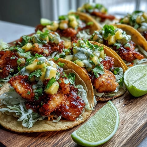 Scharf gebratene Tilapia auf Mais tortillas mit frischer Mangosalsa und rotkohl.