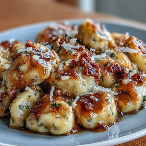 Köstliche Kartoffelgnocchi in luxuriöser schwarzer Trüffelbutter geworfen und mit zarten Parmesan-Spänen garniert.