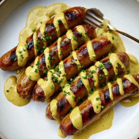 Bratwurst mit Senfsauce