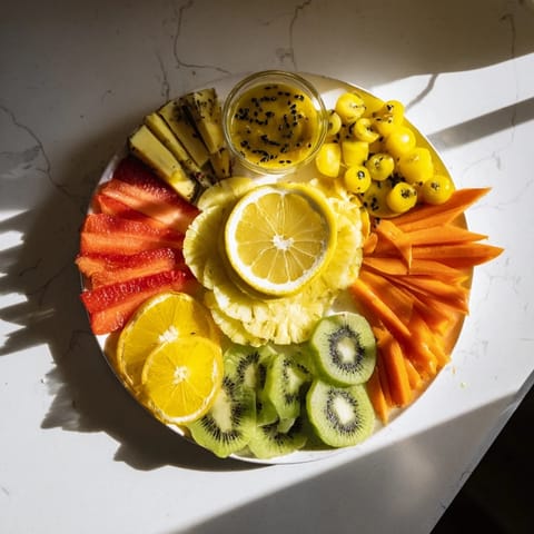 Sonnig gelbes Citrus Brett