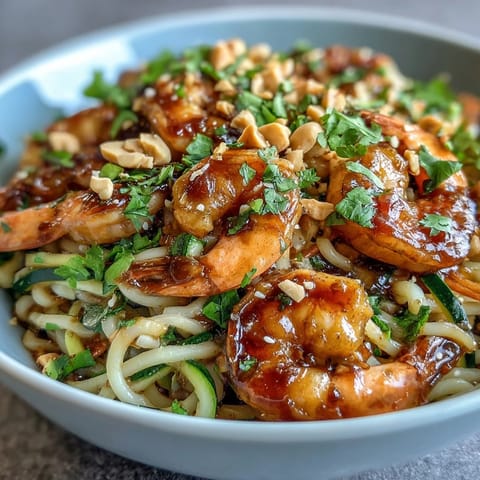 Genießen Sie dieses würzige asiatische Nudelgericht mit erdigen Erdnüssen!