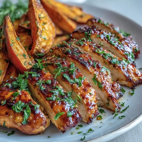 Honig Senf Grillhuhn Süßkartoffeln