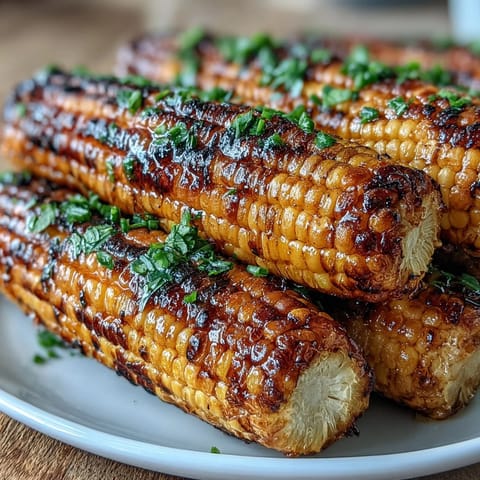 Saftige gegrillte Maiskolben mit herzhaftem Miso-Butter-Glasur, perfekt für den Sommer.