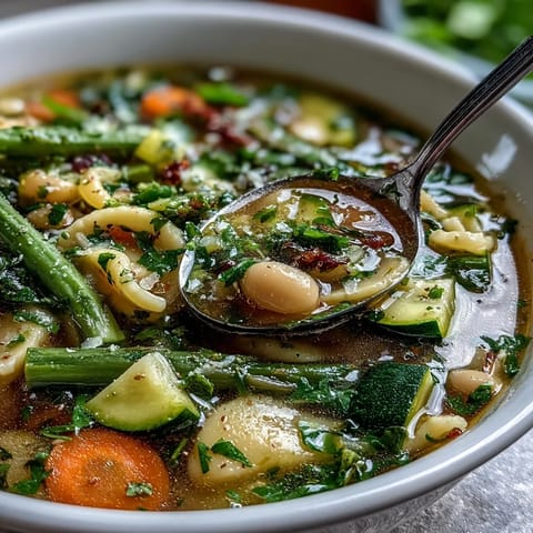 Frühlings Minestrone weiße Bohnen Spargel