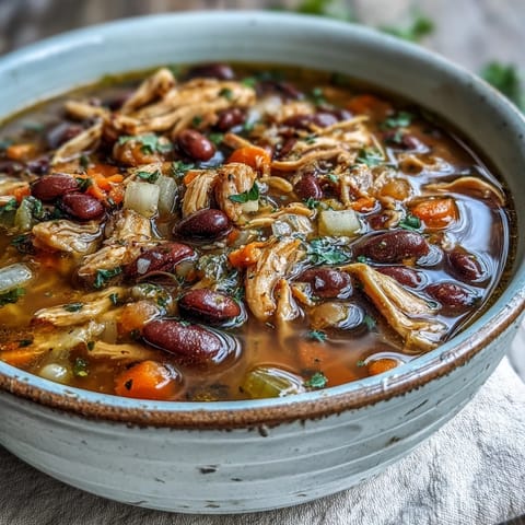 1. Herzhafter 15-Bohnen-Eintopf mit geräuchertem Truthahn in der Slow Cooker, perfekt für gemütliche Wintertage.  