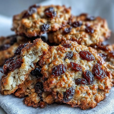 Gesunde Frühstückskekse mit Cottage Cheese, Haferflocken und Rosinen – weich, proteinreich und perfekt für unterwegs.