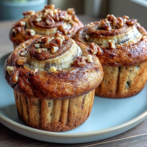 2. Feuchte, eiweißreiche Bananen-Muffins mit Nüssen und Schokoladenstückchen für energiereiche Frühstücke.  