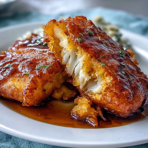 Knusprige, goldene Katzenfischfilets mit Southern-Gewürzen, serviert mit würziger Remoulade-Sauce – ein klassisches Soul Food Gericht.