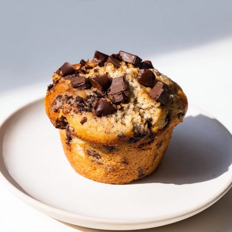 Golden, fluffy banana chocolate muffins, a quick and easy dessert using ripe bananas today.