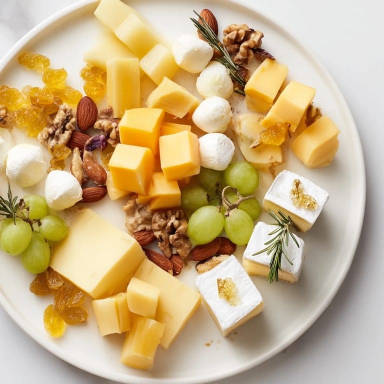 An inviting close-up photo of the Gold and Silver Cheese Cube Board, perfect for elegant gatherings.