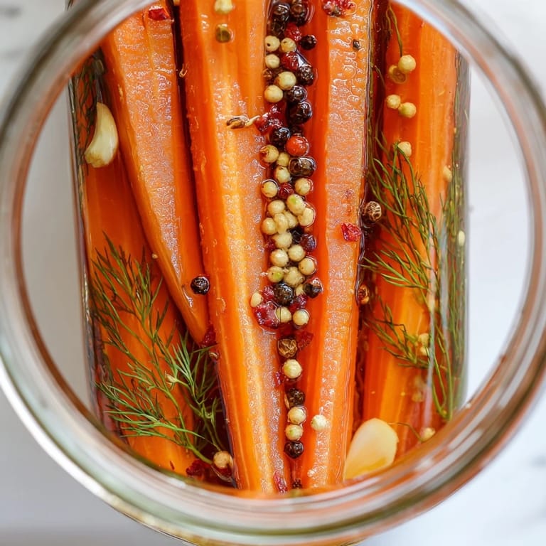 Vibrant Quick Pickled Carrot Spears: A close-up of crunchy, tangy, refrigerator pickles.