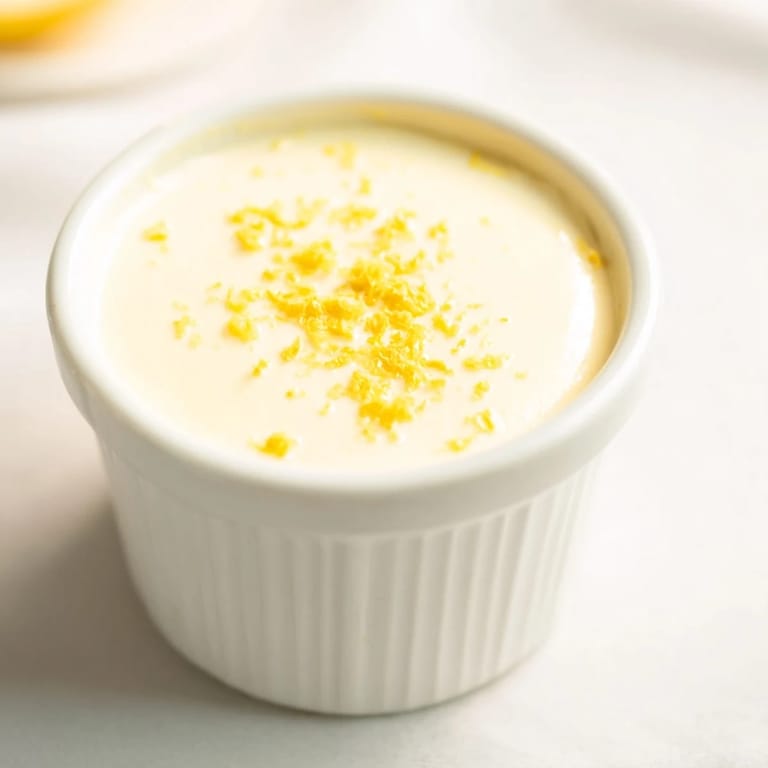 Freshly made 3-Ingredient Lemon Posset: A simple British treat, perfectly set in small serving glasses.