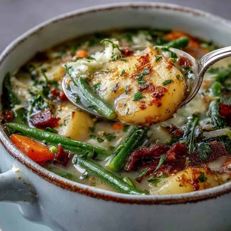 Creamy Parmesan Veggie Soup served with crusty bread and extra Parmesan on top, ready to enjoy.