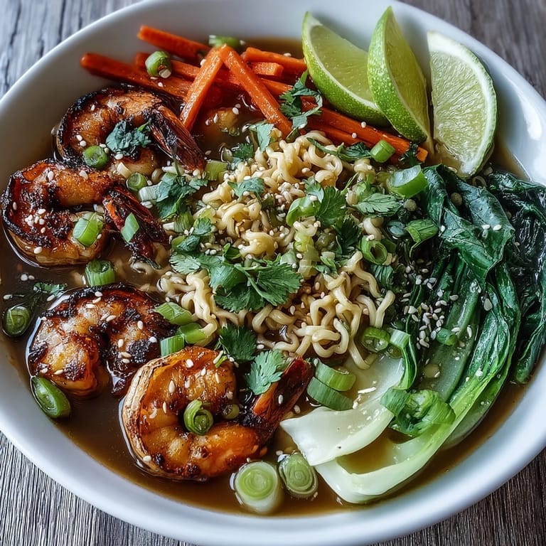 Mittelgare Meeresfrüchte mit knackigem Gemüse und Reisnudeln in würziger Brühe, fertig mit Limettenspalten und Sesam für frischen Abschluss.