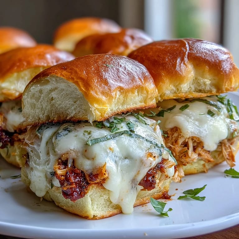 Warm Pesto Chicken Parmesan Sliders paired with a glass of Pinot Grigio for game day.