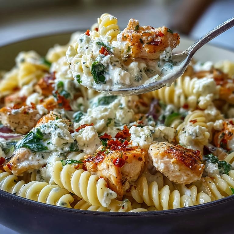 Serve the Greek Chicken Feta Pasta Skillet in a warm skillet with crusty bread for an easy weeknight Mediterranean dinner.